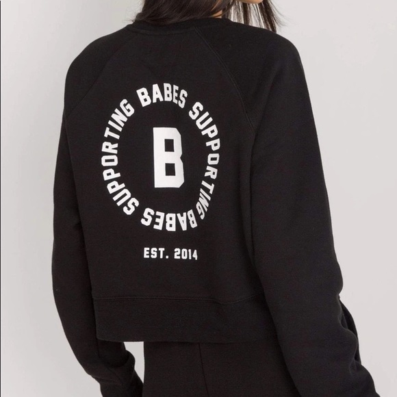 Brunette The Label Tops - Brunette the Label Little Sister Cropped Sweatshirt Black/White, Xsmall/Small